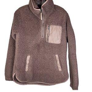 Abercrombie & Fitch Sherpa 1/2 zip pullover fleece jacket size large